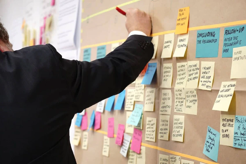 Pplanning projects with stickies on a board