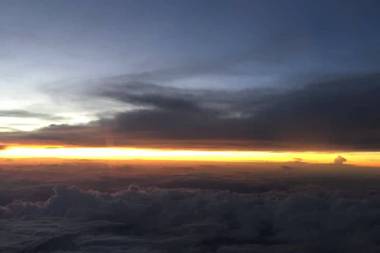Sun setting as seen from an airplane