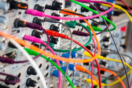 Jumble of cables connected to a board