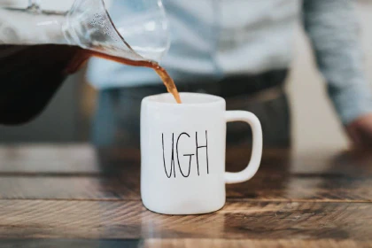 Pouring coffee into a mug