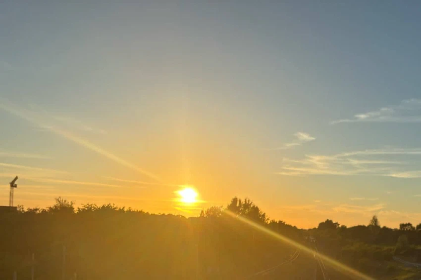 Sun setting over Lund