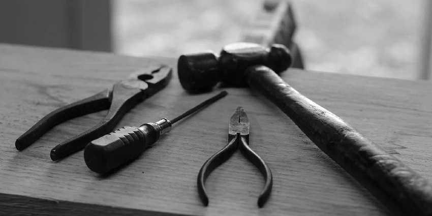 Carpentry tools on workbench