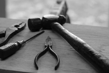 Carpentry tools on workbench