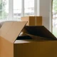 Unpacking boxes.