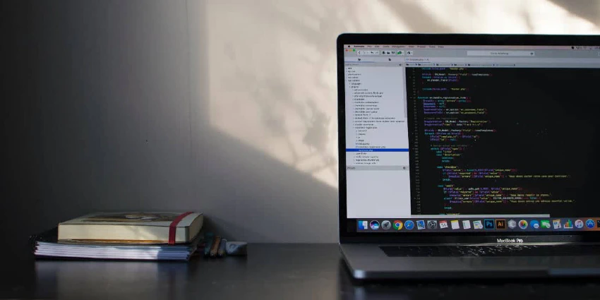 Open laptop showing source code