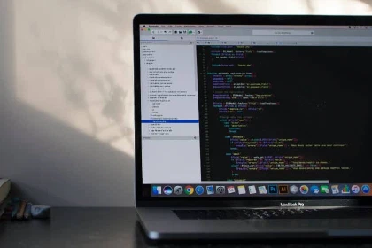 Open laptop showing source code