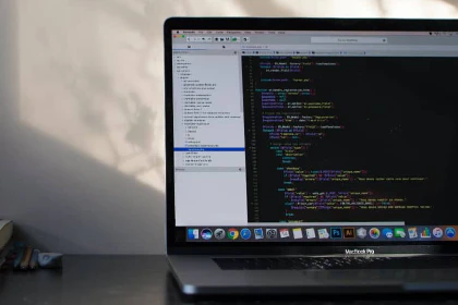 Open laptop showing source code