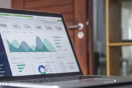 Open laptop showing graphs and charts
